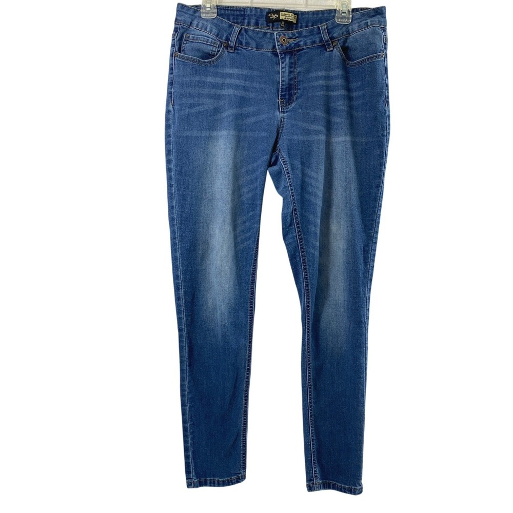 Suzanne Betro‎ Skinny Jeans Womens 12 Medium Wash Denim Embroidered Pockets